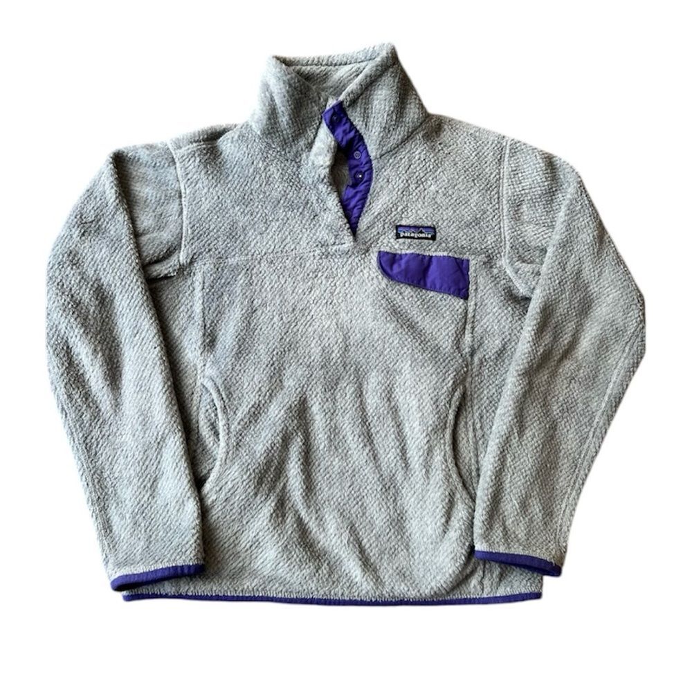Patagonia Women's Polartec Re-Tool Snap-T Fleece Pullover Gray & Purple Sz S